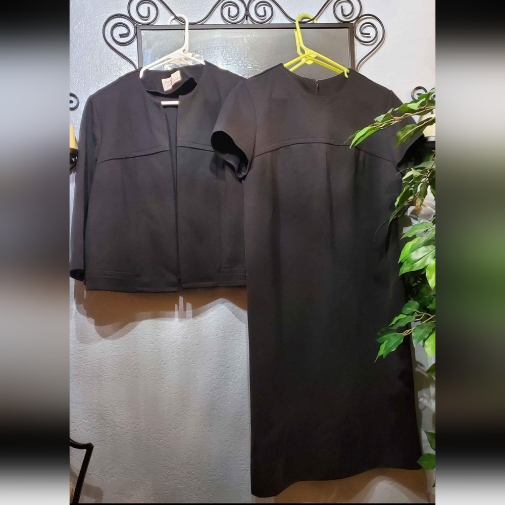VTG 60's Puritan Forever Young Black Shift Dress W/ Cropped Blazer/ 2pcs Set